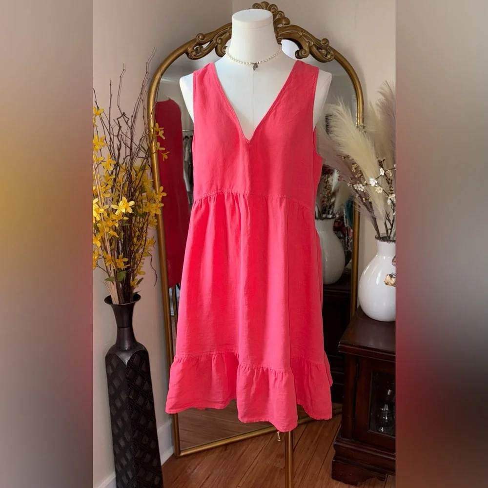 Cynthia Rowley orange Linen dress Large NWOT - Picture 3 of 11